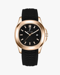 Sylvi Urbanic black dial men's analog watch with silicone strap – front view 3