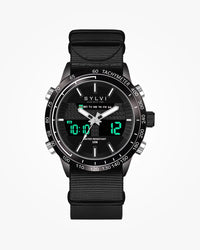 Black Dial Black Nylon Strap Watch for Men - Sylvi 